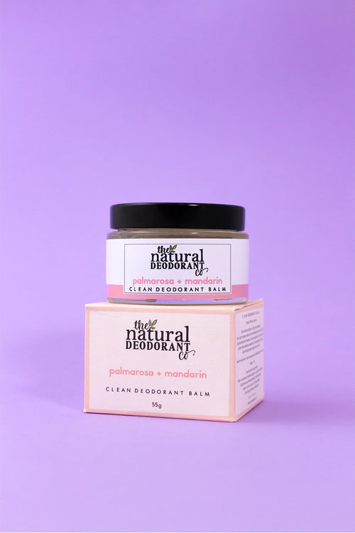 THE NATURAL DEODORANT & CO parfum palmarosa mandarine dans un contenant en verre